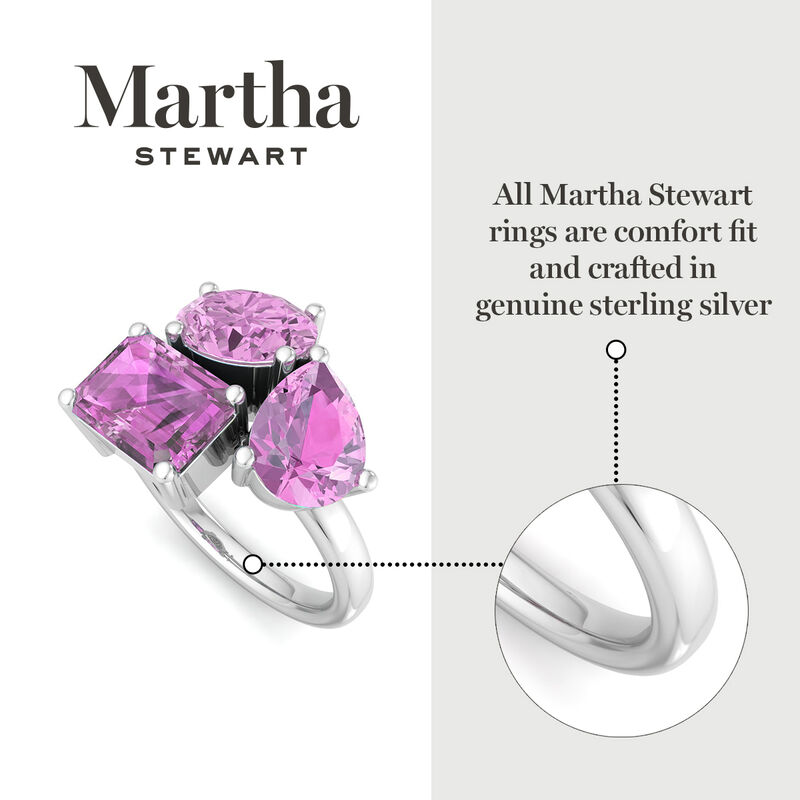 Martha Stewart 3 3/4ctw. Pink Sapphire Three Stone Cluster Ring In Sterling Silver image number null